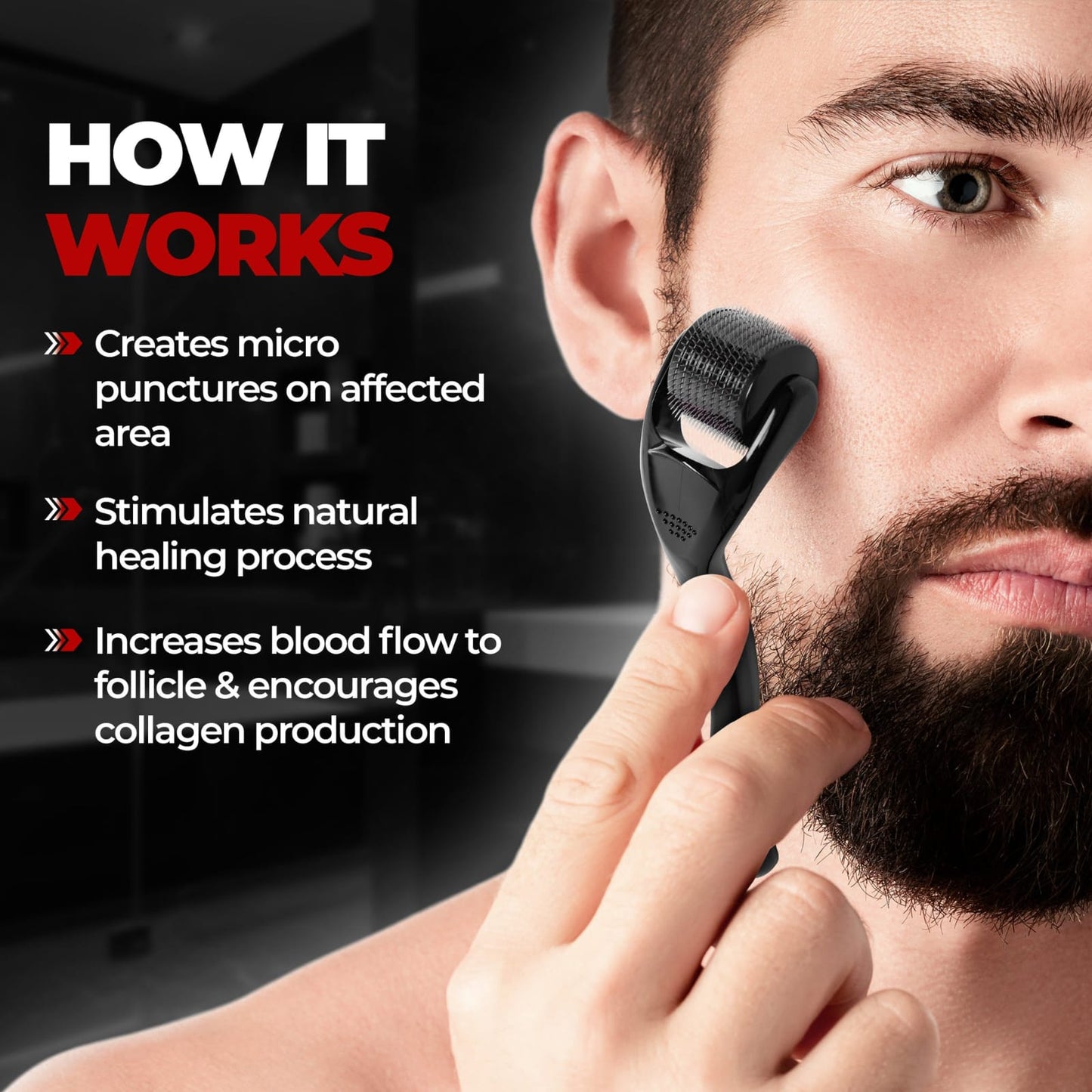 Derma Roller with 540 Micro Needle for Hair and Facial Skin Therapy